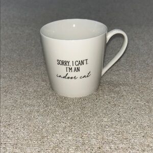 White Ceramic Mug with Cat Quote